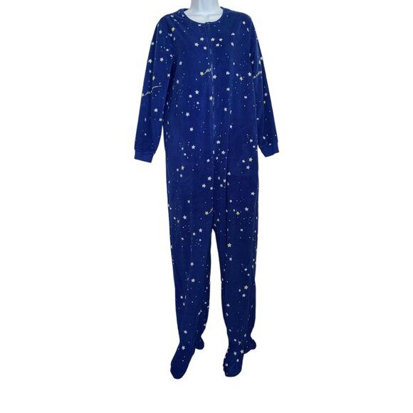 Nick & Nora Starry Night Pajamas Womens XL Footed Unionsuit PJs Costume Star - Picture 1 of 9